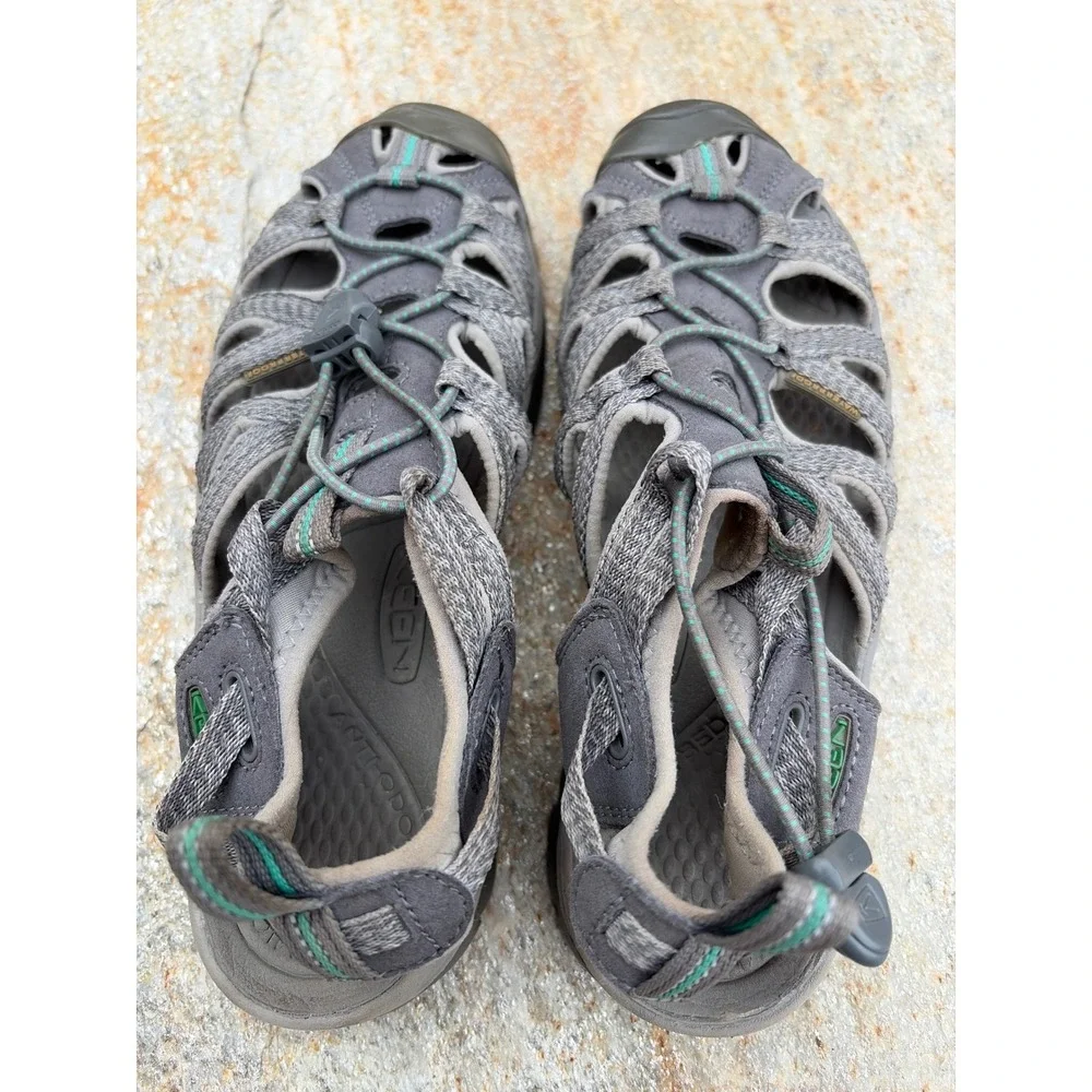 Keen Whisper Sandals Womens 8 Grey Teal Waterproof Hiking Water Shoes 1022814